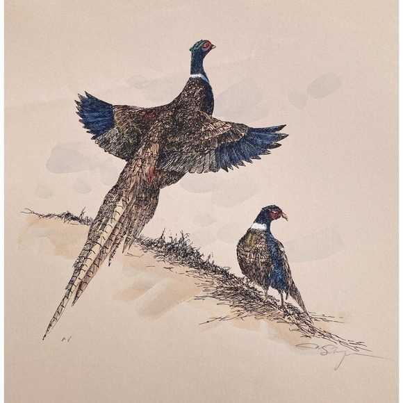 Michael Schofield “Pheasants” Signed Artist Proof Serigraph Print 30”X22” - Picture 3 of 6